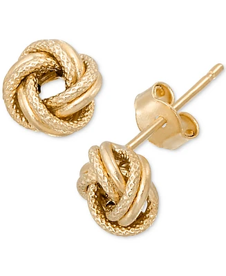 Polished & Textured Love Knot Stud Earrings in 10k Gold