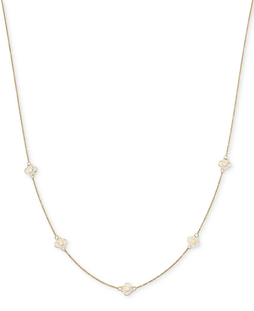 Openwork Clover Design Five Station 18" Collar Necklace in 10k Gold