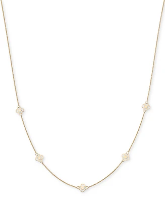 Openwork Clover Design Five Station 18" Collar Necklace in 10k Gold