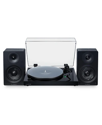 Fluance RT81+ Elite HiFi Vinyl Turntable (White) and Ai41 Powered Bookshelf Speakers (Lucky Bamboo) Bundle: High Fidelity Sound, Integrated Amplifier,