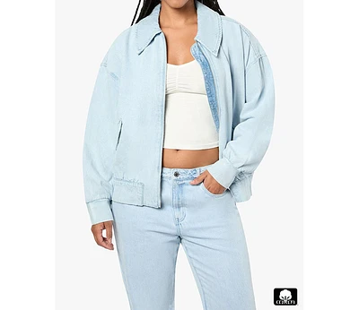 WeWoreWhat Women's Denim Bomber Jacket