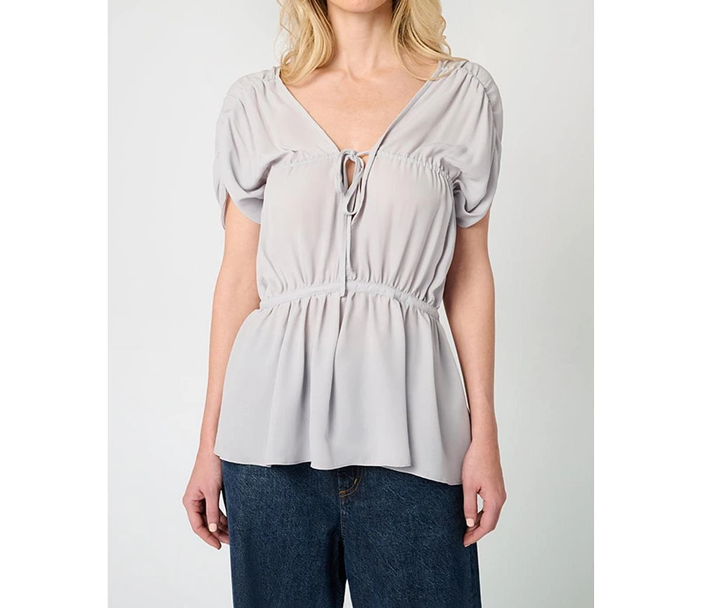 WeWoreWhat Women's Gathered Cap Short Sleeve Top