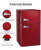 Zafro 3.2 cu.ft Compact Refrigerator with Freezer, Small Mini Fridge for Bedroom, Dorm, or Apartment, Features Adjustable Removable Glass Shelves for