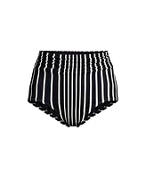 Lands' End Women's Ruched High Waisted Full Coverage Bikini Bottoms