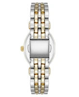 Anne Klein Women's Quartz Oval Roman Numeral Two-Tone Metal Alloy and Black Dial Watch, 25mm
