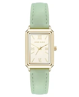 Anne Klein Women's Quartz Casual Mint Polyurethane Leather and Gold-Tone Metal Alloy Watch, 25mm