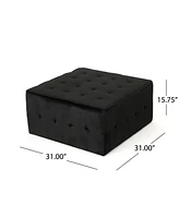 Extra Large Tufted Square Cocktail Ottoman, Upholstered in Soft Velvet, Perfect for Extra Seating, a Comfortable Footrest, or a Stylish Coffee Table A