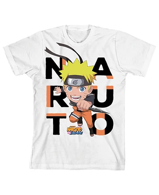 Naruto Boys Shippuden Letters Title Logo Youth White Graphic Tee-x-Large