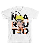 Naruto Boys Shippuden Letters Title Logo Youth White Graphic Tee-x-Large