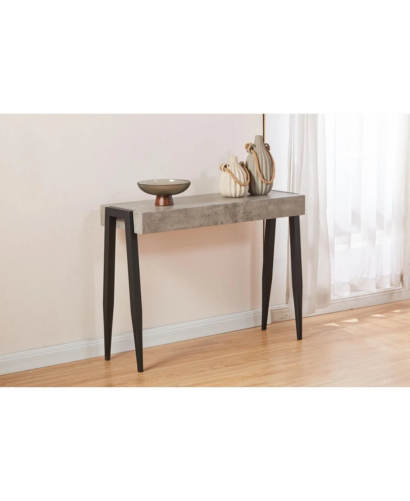 Kings Brand Furniture Camden Marble-Style Console Sofa Entryway Table for Hallway, Living Room, Foyer, Black/Gray