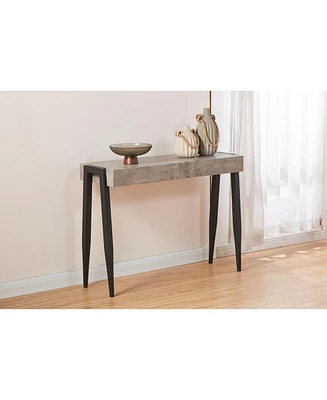 Kings Brand Furniture Camden Marble-Style Console Sofa Entryway Table for Hallway, Living Room, Foyer, Black/Gray