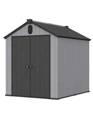 Mondawe 68Ft Resin Plastic Outdoor Storage Shed For Backyard Garden Big Spire Tool Storage