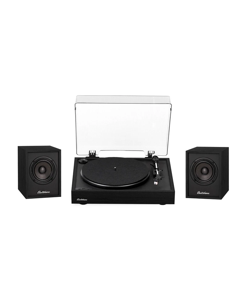 Electrohome Montrose Wireless Upgradable Vinyl Record Player, with Huntley, Powered Bluetooth Bookshelf Speakers, 3" Driver, for Natural Acoustics, Te