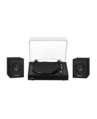 Electrohome Montrose Wireless Upgradable Vinyl Record Player, with Huntley, Powered Bluetooth Bookshelf Speakers, 3" Driver, for Natural Acoustics, Te