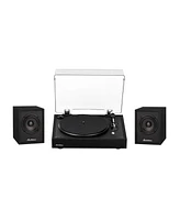 Electrohome Montrose Wireless Upgradable Vinyl Record Player, with Huntley, Powered Bluetooth Bookshelf Speakers, 3" Driver, for Natural Acoustics, Te