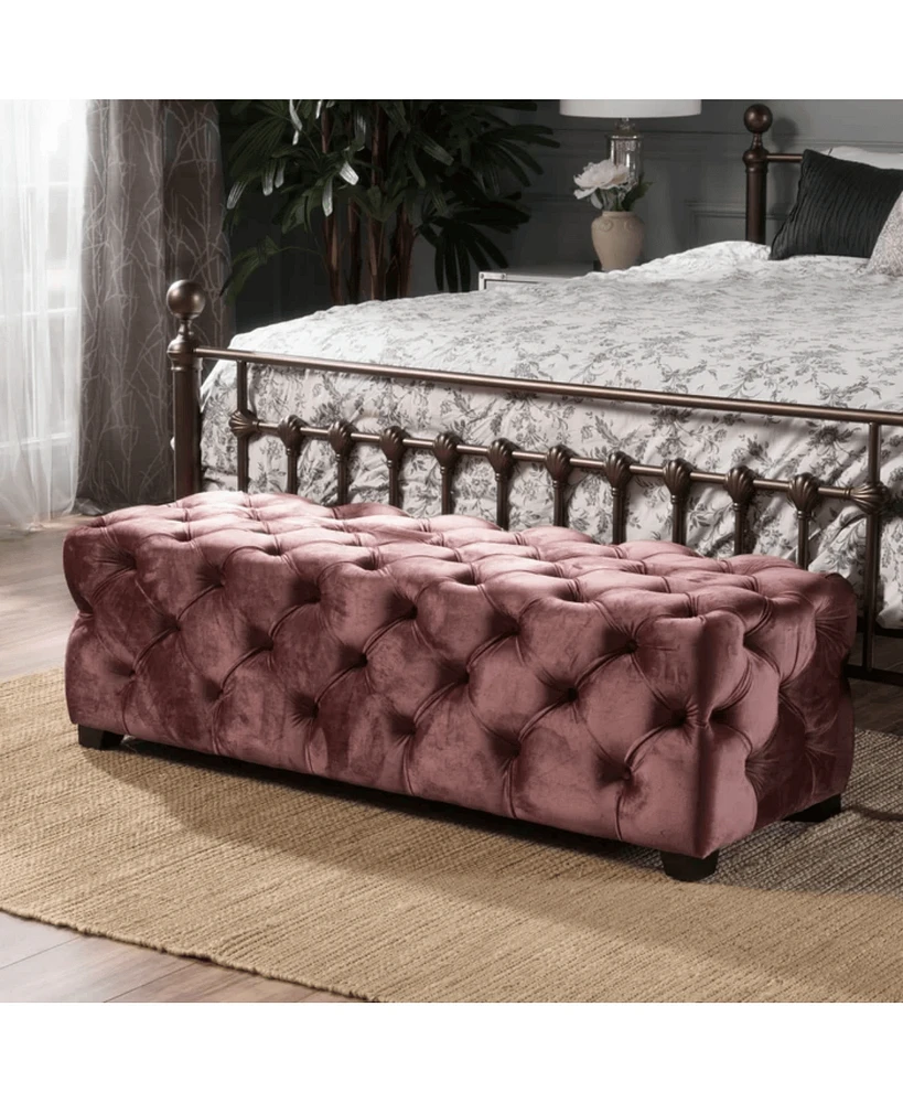 Tufted Velvet Ottoman Bench with Diamond Stitching, Modern Glam Upholstered Accent Piece, Versatile for Entryway, Living Room Seating-The Pop Home