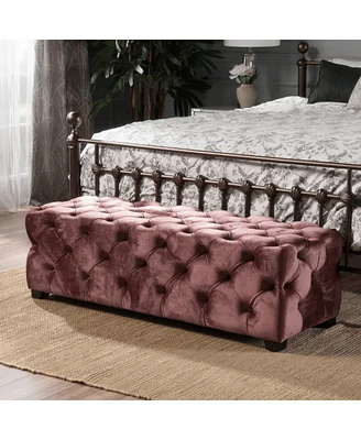 Tufted Velvet Ottoman Bench with Diamond Stitching, Modern Glam Upholstered Accent Piece, Versatile for Entryway, Living Room Seating-The Pop Home