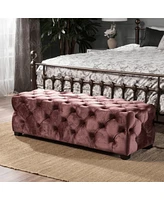 Tufted Velvet Ottoman Bench with Diamond Stitching, Modern Glam Upholstered Accent Piece, Versatile for Entryway, Living Room Seating-The Pop Home