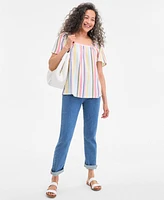 Style & Co Women's Cotton Striped Square-Neck Top, Exclusively at Macy's