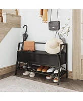 Entryway Shoe Bench with Shoe Rack, Entry Bench Shoe Organizer for Entryway, Bedroom