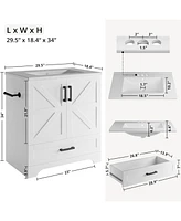 Bathroom Vanity with Sink, 30 Inch Farmhouse Bathroom Sink Cabinet
