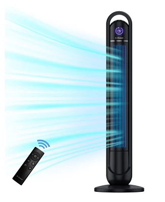 Ltmate Global Inc. Tower Fan with Remote, G-Ocean 45 Inch Oscillating Fan, Bladeless Fans with 24H Timer, Black Fan with 3 Speeds & 3 Modes, Led Displ