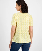 Style & Co Women's Printed Square-Neck Flutter-Sleeve Top, Exclusively at Macy's