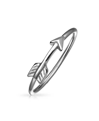 Bling Jewelry Minimalist Simple .925 Sterling Silver Midi Knuckle Thin 1MM Band Stackable Cupids Love Arrow Ring