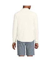Lands' End Men's Long Sleeve Knit Boucle Button Through Shirt