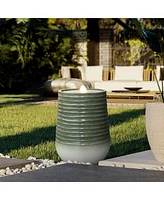 LuxenHome Emerald Ribbed Top with Ivory Bottom 19.88" Tall Resin Fountain with Lights