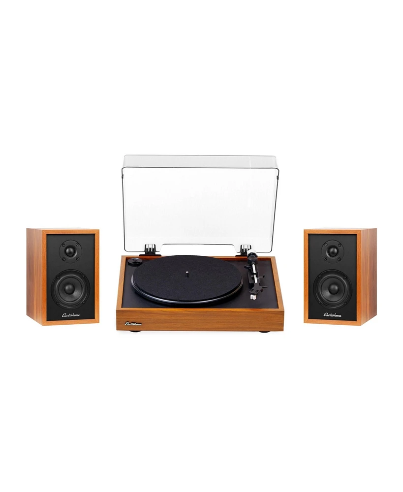 Electrohome Montrose, Upgradable Vinyl Record Player with Berkeley, Powered Bluetooth Bookshelf Speakers, 1" Tweeter & 3" Driver, for Warm Natural Sou