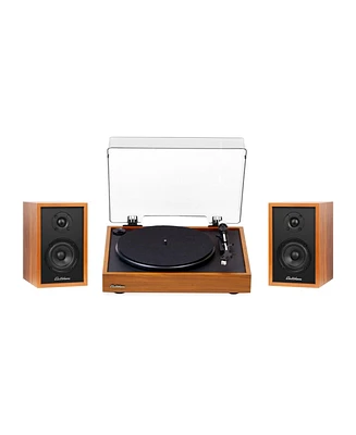 Electrohome Montrose, Upgradable Vinyl Record Player with Berkeley, Powered Bluetooth Bookshelf Speakers, 1" Tweeter & 3" Driver, for Warm Natural Sou