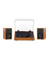 Electrohome Montrose, Upgradable Vinyl Record Player with Berkeley, Powered Bluetooth Bookshelf Speakers, 1" Tweeter & 3" Driver, for Warm Natural Sou