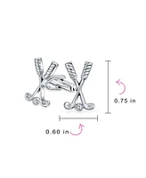 Bling Jewelry Golf Clubs Ball Caddy Golfer Sports Coach Cufflinks Executive Shirt Cuff Links Bullet Hinge Back Silver Tone Brass