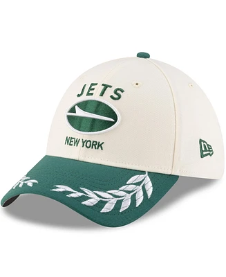 New Era Men's Cream/Green York Jets 2025 Nfl Draft 39THIRTY Flex Hat