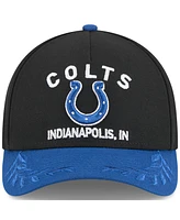 New Era Men's Black/Royal Indianapolis Colts 2025 Nfl Draft 9FORTY A-Frame M-Crown Adjustable Hat