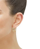 Multi-Grooved Polished Gold Small Hoop Earrings in 14k Gold, 0.86"