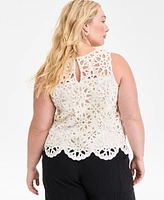 On 34th Trendy Plus Crochet Scalloped Tank Top, Exclusively at Macy's