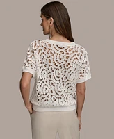 Donna Karan New York Women's Short-Sleeve Crochet Top