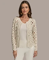 Donna Karan New York Women's Crochet Cotton Blend Cardigan