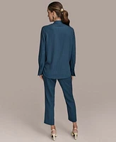 Donna Karan New York Womens Tie Front Pinstripe Blouse Pants