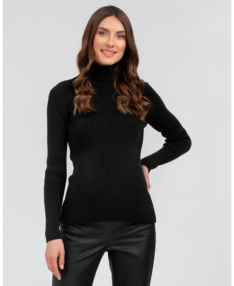 Maternity Long Sleeve Turtleneck Rib Knit Jumper Aurora