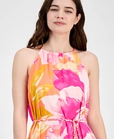Anne Klein Women's Tiered Floral Halter Maxi Dress