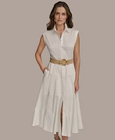 Donna Karan New York Women's Sleeveless Belted Shirtdress