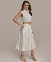 Donna Karan New York Women's Sleeveless Belted Shirtdress