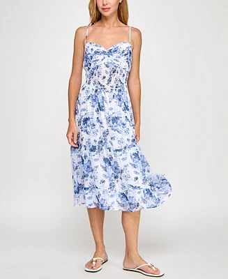 Trixxi Juniors' Floral-Print Midi Dress