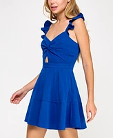 Trixxi Juniors' Flutter-Sleeve Mini Dress