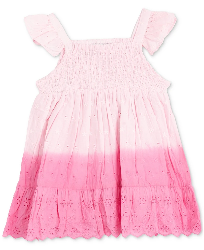 Rare Editions Baby Girls Flutter-Sleeve Ombre Eyelet Dress
