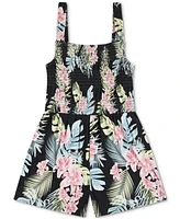 Hurley Big Girls Smocked-Bodice Floral-Print Romper