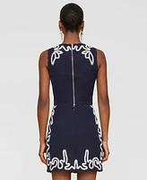 Avec Les Filles Women's Seahorse Embroidery Sleeveless Shell Top
